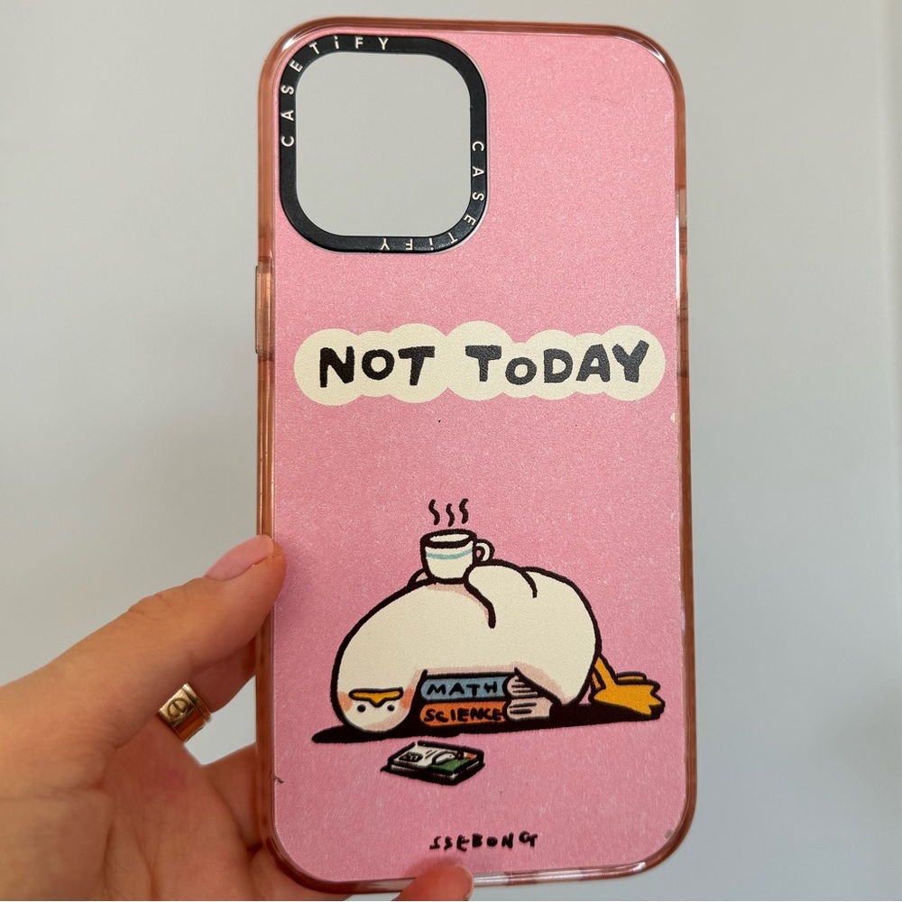 IPhone 12 Pro Max Impact Casetify case - Ssebong, Not Today (Pink)